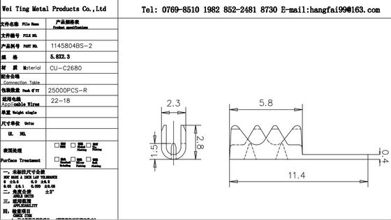 Piercing Type Terminal Brass Metal Stamping Terminal , Motor Piercing U Type Terminal Connector
